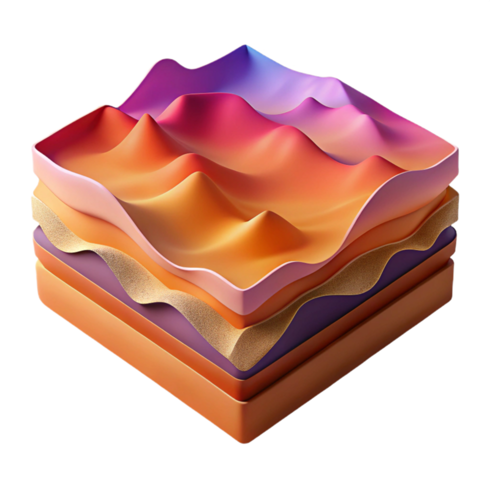 Layered Terrain 3D Abstract Landscape png