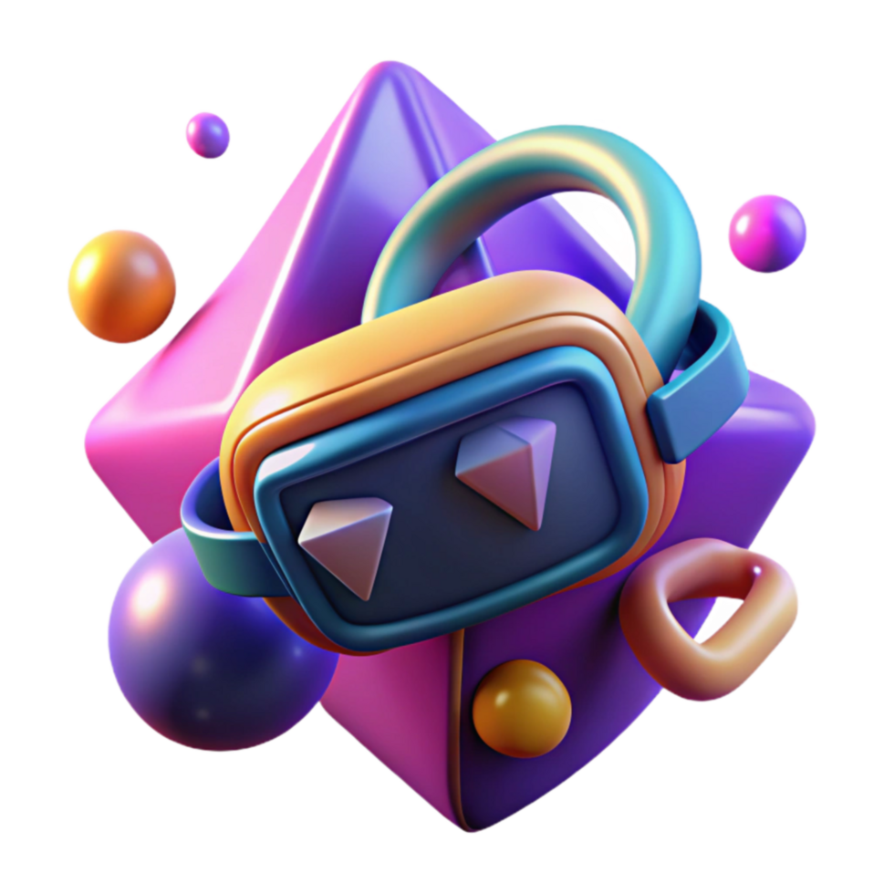Abstract VR Headset with 3D Shapes png