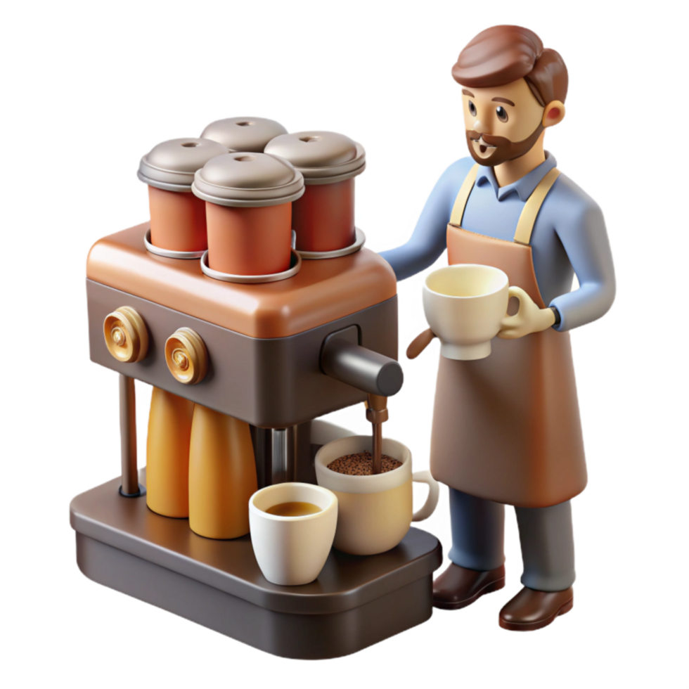 extraordinary rustic Barista Making Coffee with Espresso Machine genuine png