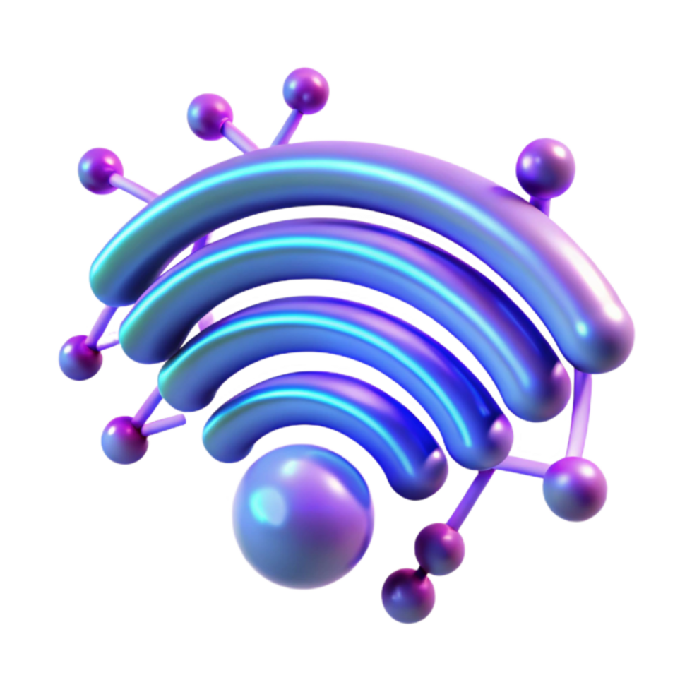 vibrant creative Wireless Network Connection 3D Render of a Wifi Signal exclusive png