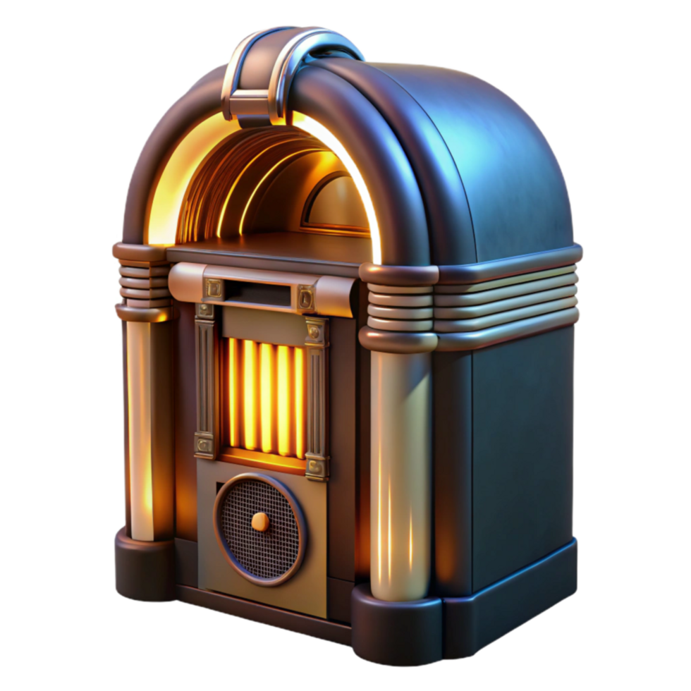 elegant traditional Vintage Jukebox Retro Music Machine, Illuminated Design high quality png