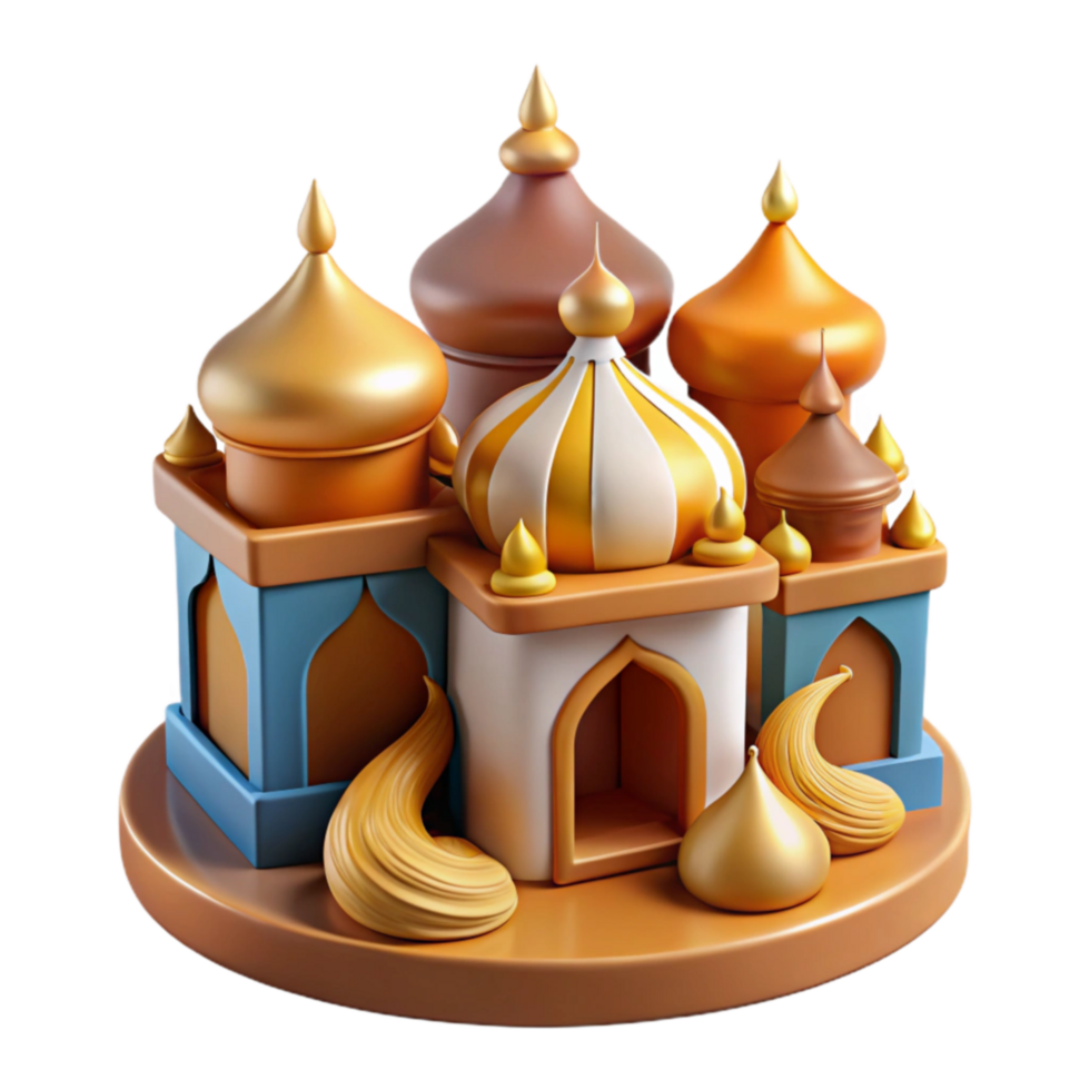 dramatic rustic Whimsical Golden Palace 3D Render of Fantasy Architecture detailed png