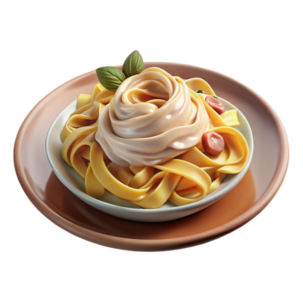 beautiful rustic Creamy Pasta Swirl Fettuccine Alfredo Dish authentic png