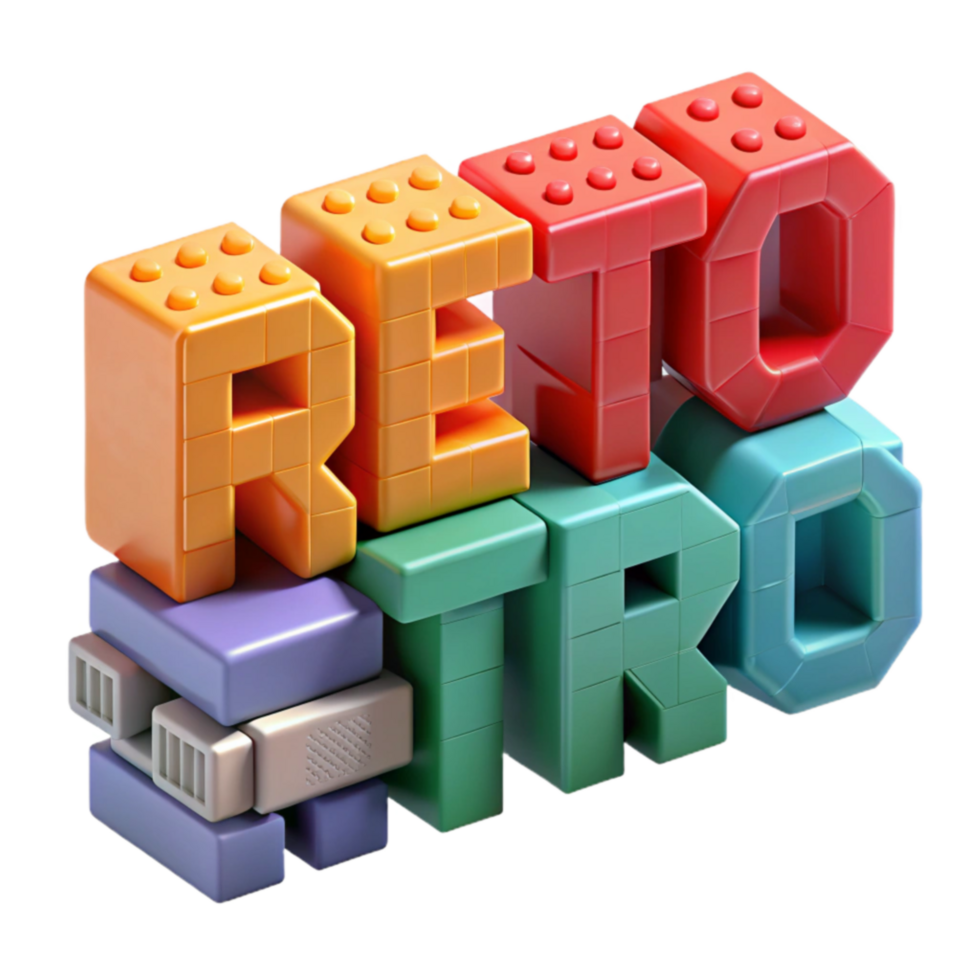 impressive contemporary Retro Pixel Art Blocks Colorful 3D Design original png