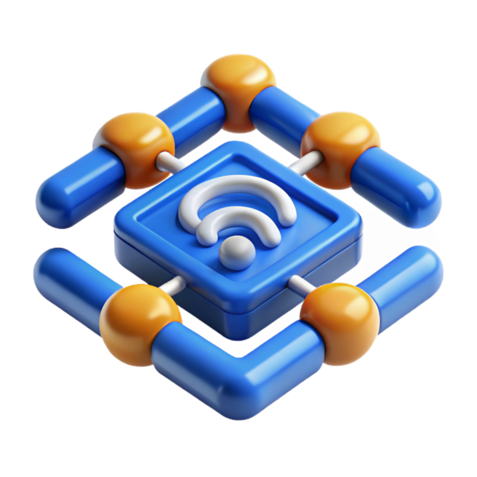 extraordinary abstract Network Connectivity A 3D Illustration of Wireless Signal professional png