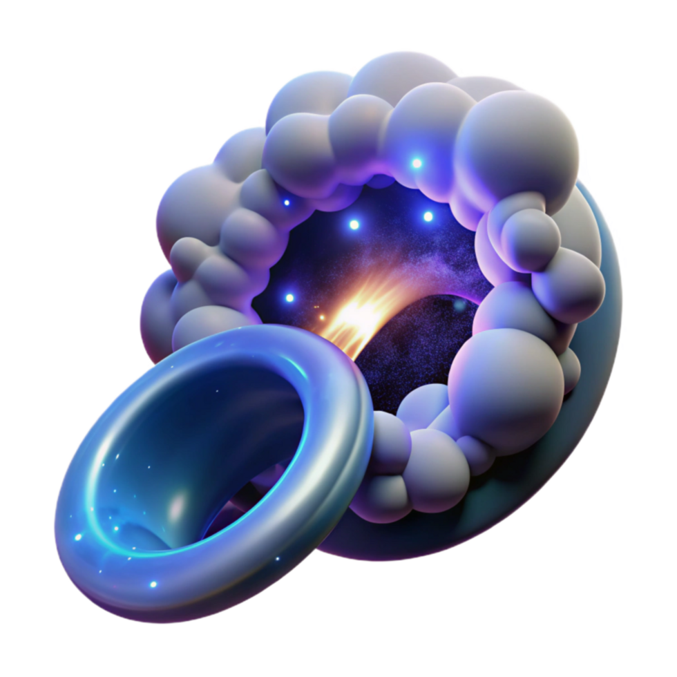 Abstract Cosmic Portal 3D Render of Nebula and Ring png