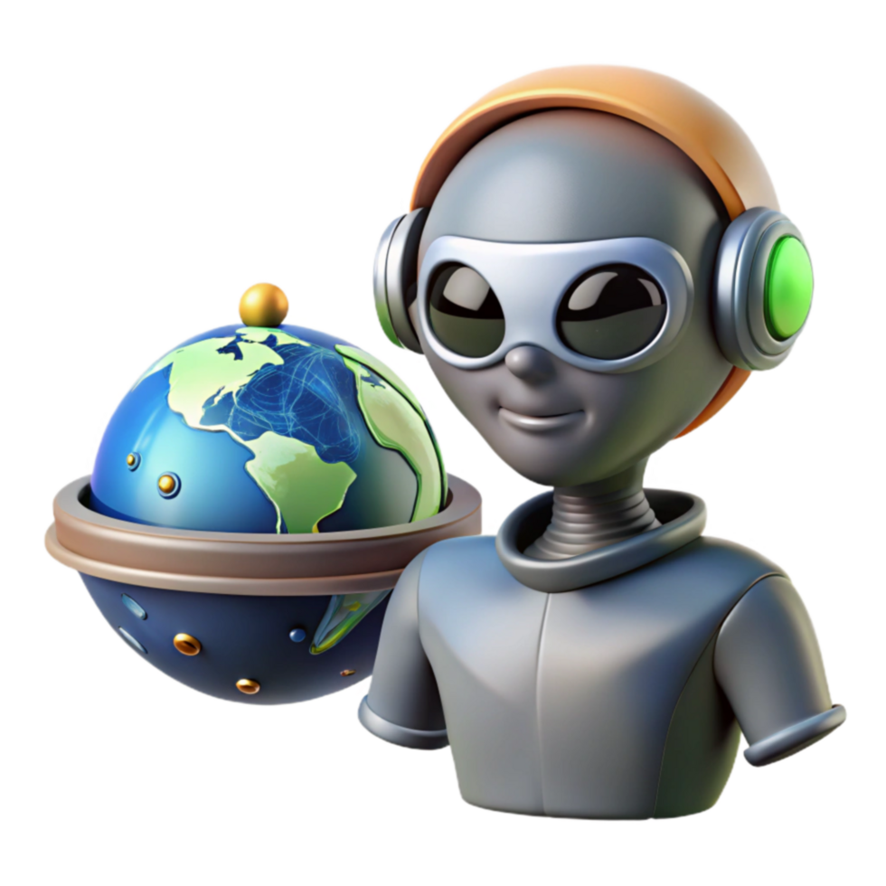 Global Network Robot Exploring Earth png