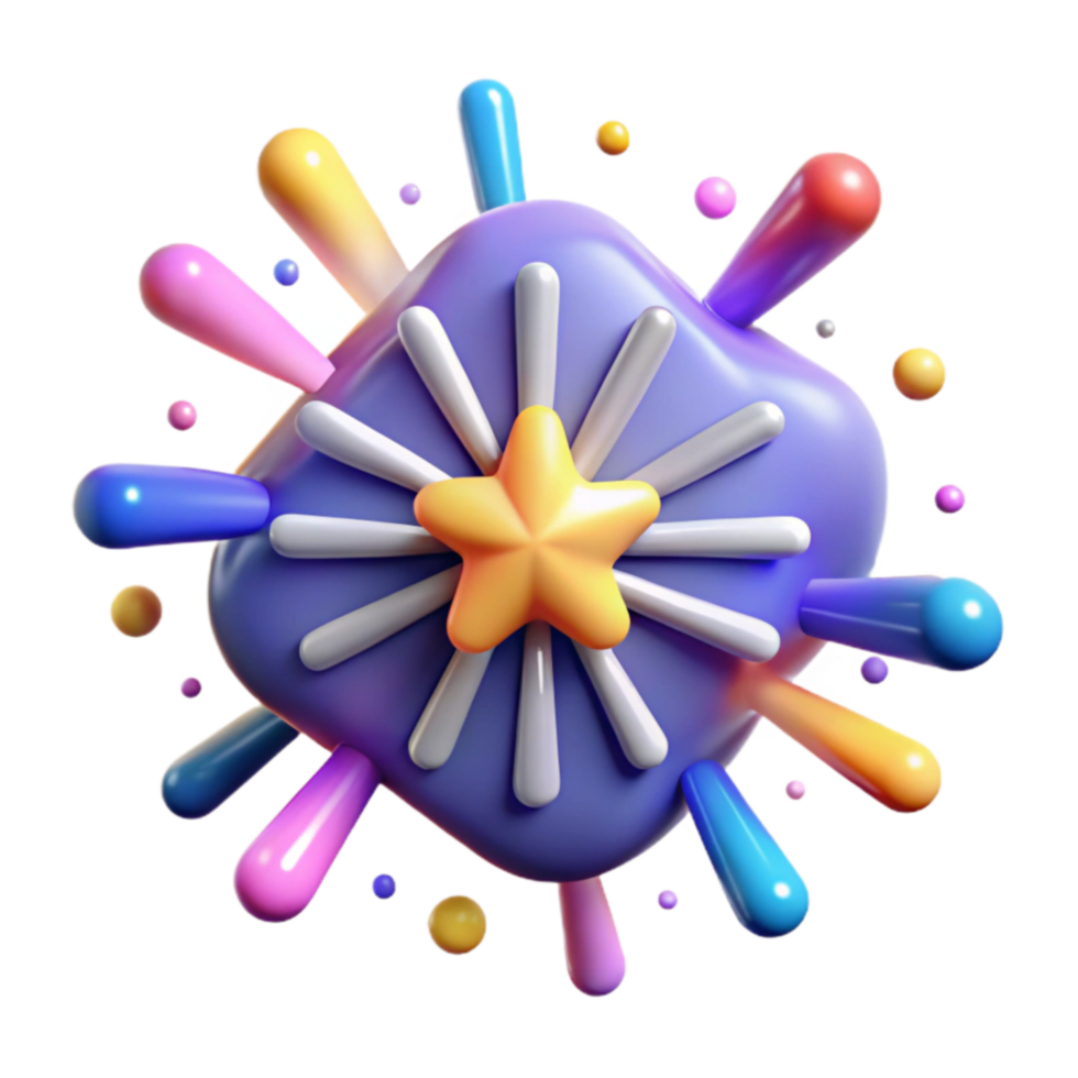 stunning minimalist Colorful 3D Starburst Design Element high resolution png