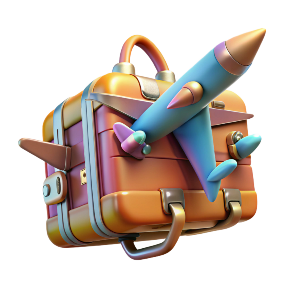 Adventure Awaits Journey with Suitcase Airplane png