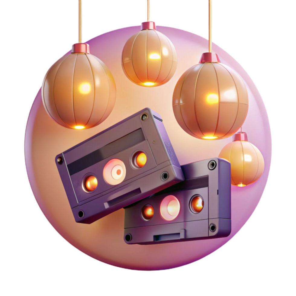 Retro Cassette Tapes Festive Ornaments A Holiday Design png