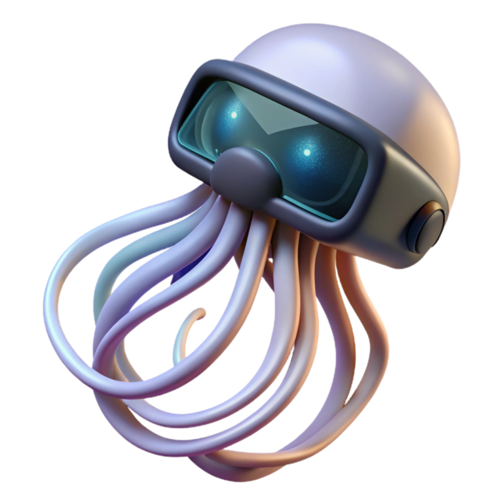 wonderful creative 3D Render Robotic Octopus with Goggles exclusive png
