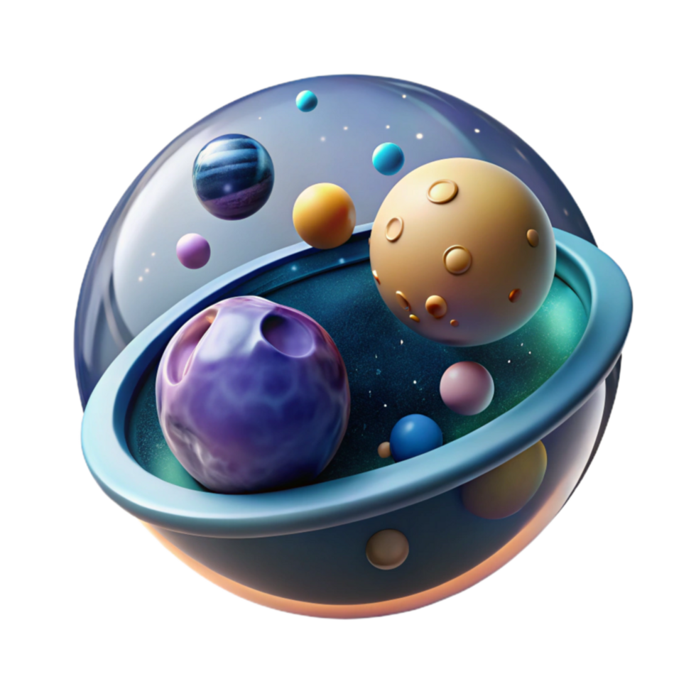 serene minimalist Celestial Sphere A 3D Render of Planets authentic png