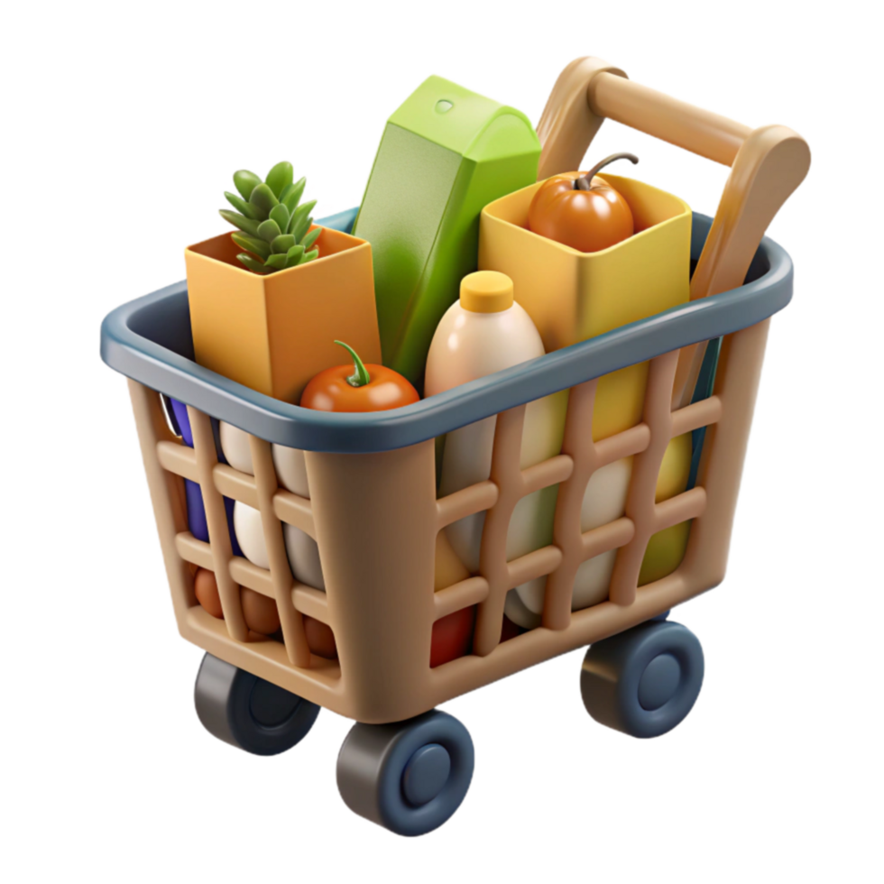 stunning abstract Grocery Shopping Cart Fresh Produce, Dairy More authentic png
