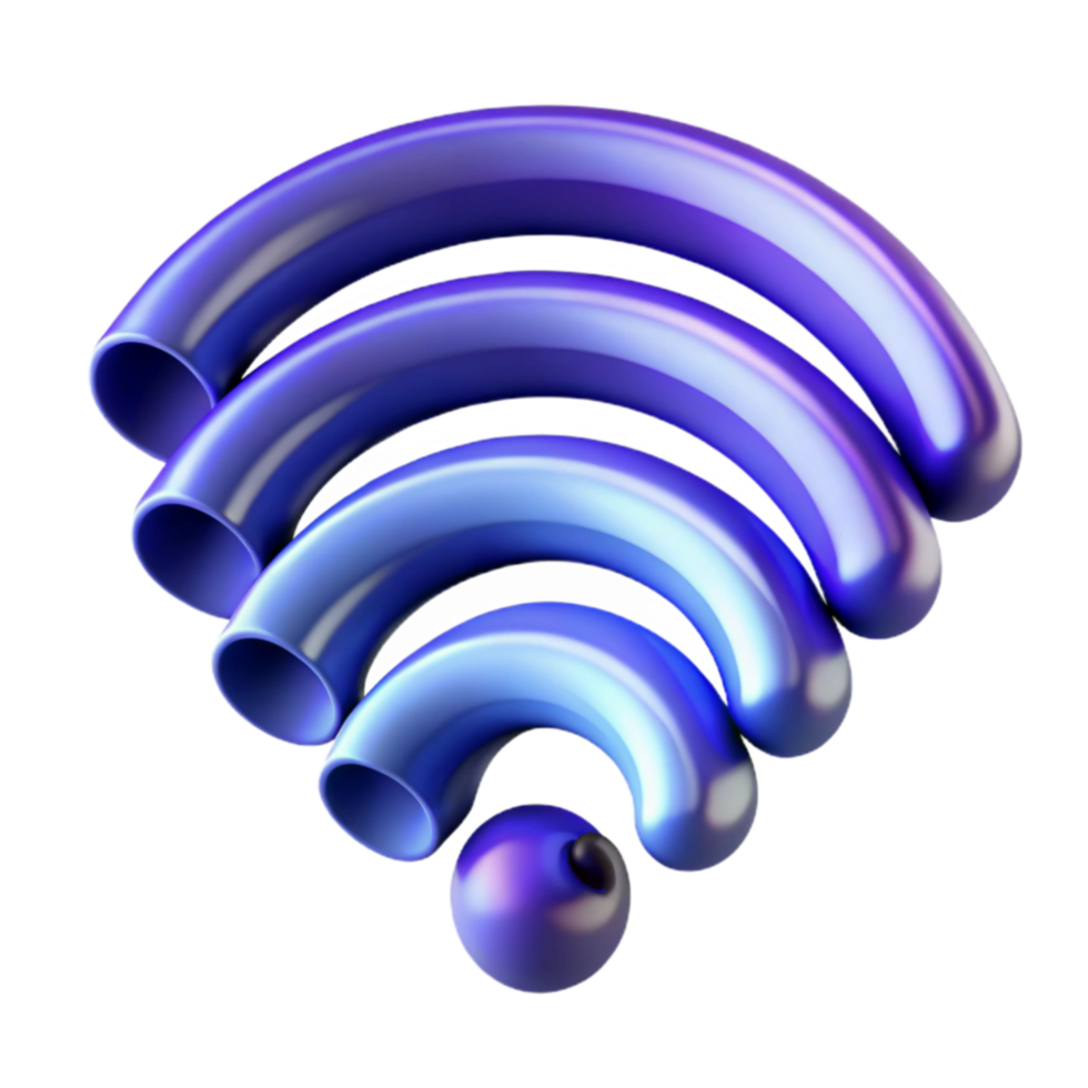 impressive rustic Wireless Network Signal 3D Render of a Blue Wifi Symbol original png
