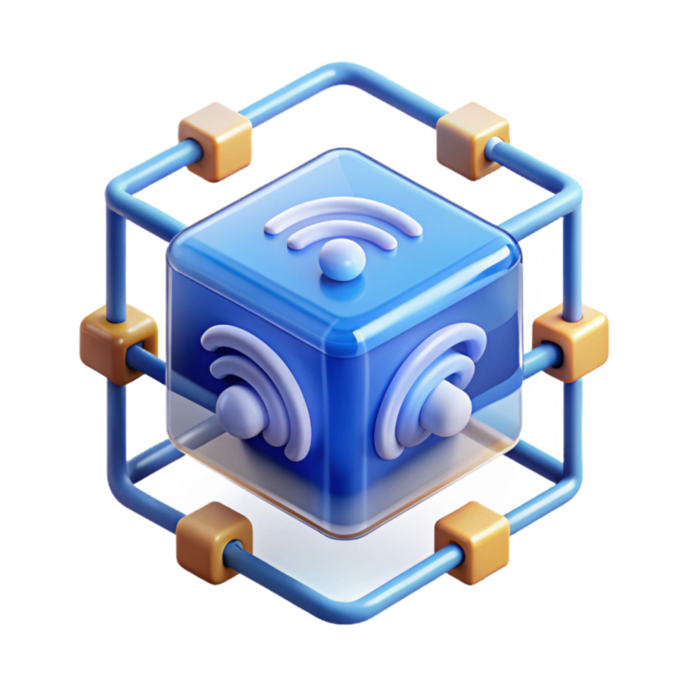Network Connectivity Cube-Shaped Data Transfer Visualization png