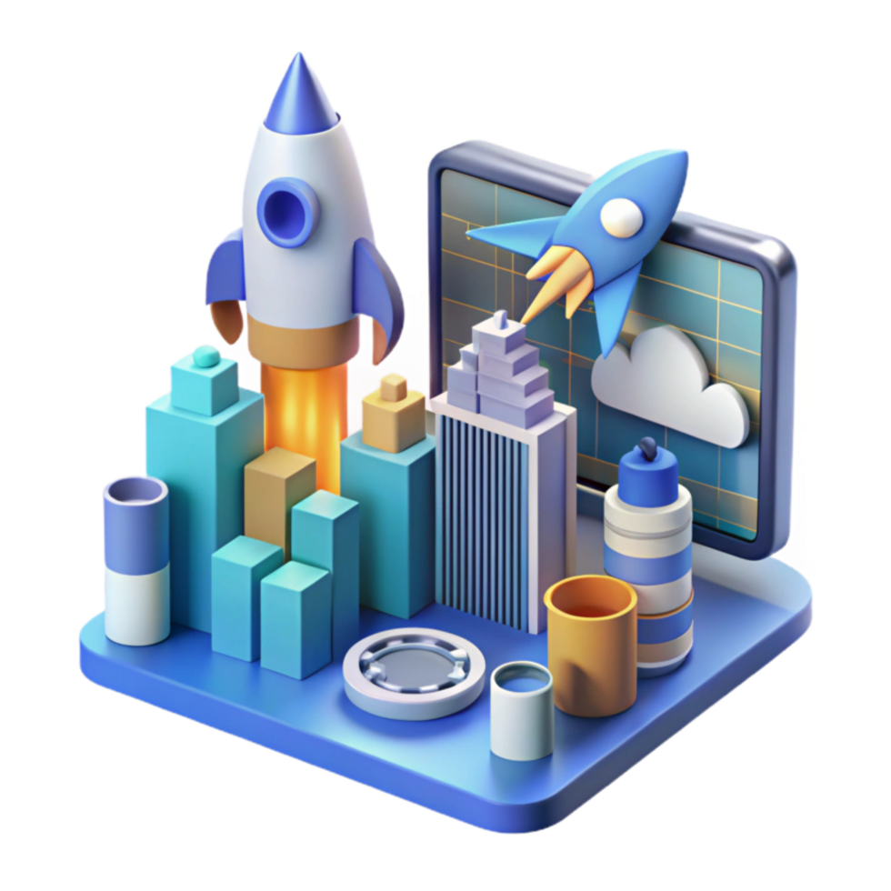 magnificent abstract Rocket Launch Business Growth Startup Success authentic png