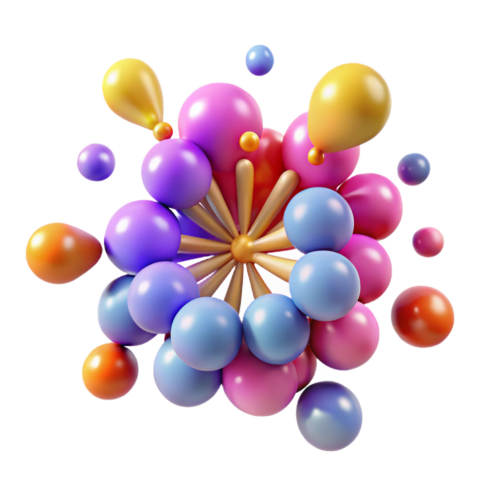 elegant vintage Abstract 3D Colorful Sphere Cluster high quality png