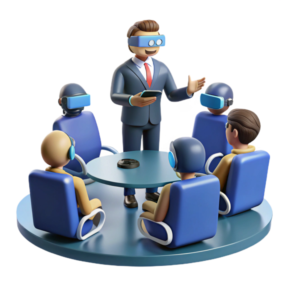 stunning vintage Virtual Meeting Immersive Collaboration in Metaverse high quality png