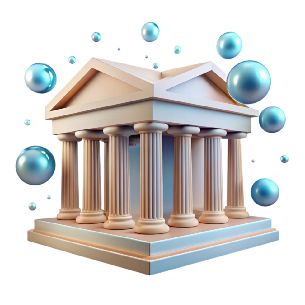 elegant traditional Temple, Bubbles, Columns, Classic Architecture, Structure, Building, Design, 3D Render, Digital Art, Abstract high resolution png