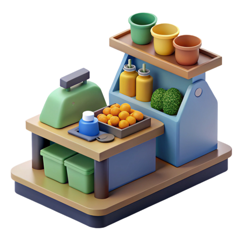 magnificent artistic Mobile Produce Stand 3D Model Fruits, Vegetables, and More original png