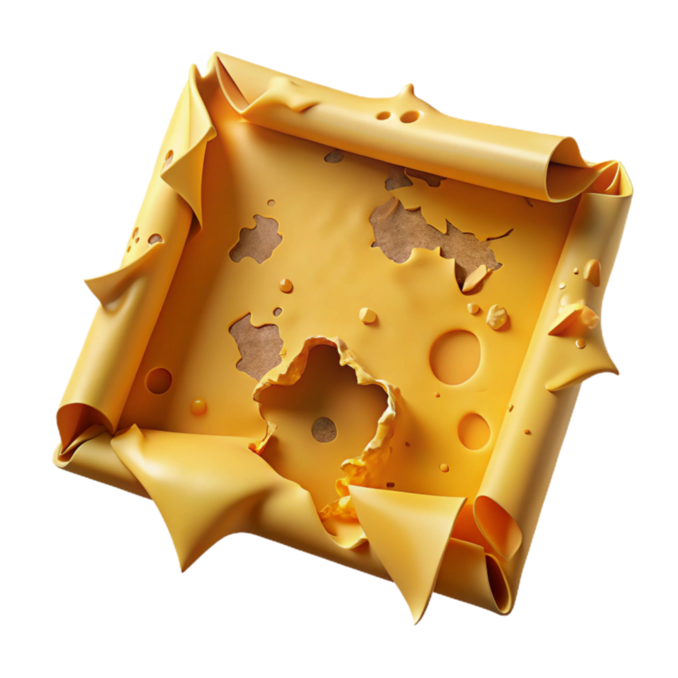 magnificent modern Swiss Cheese Texture, Holes, Curled Edges, 3D Render high quality png