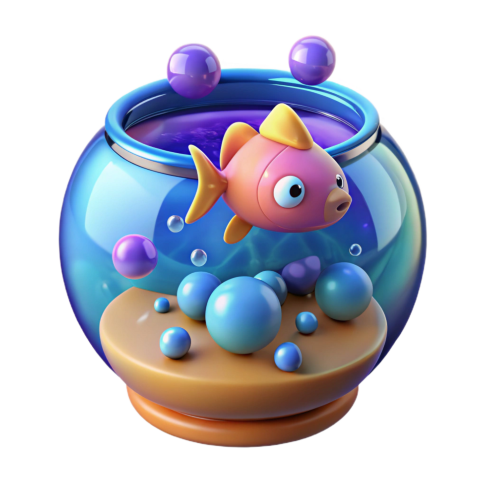 Cute Cartoon Fish in a Bowl png