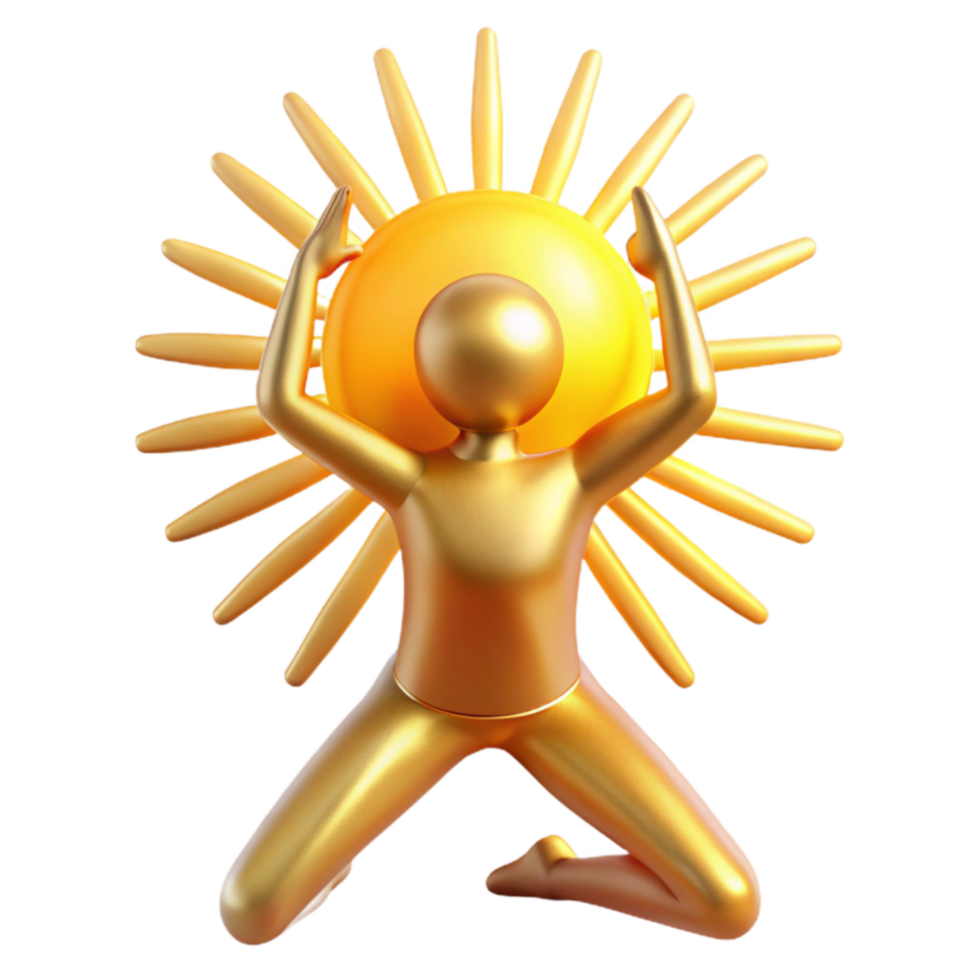 magnificent vintage Golden Figure Embracing the Sun A Symbol of Energy and Positivity original png