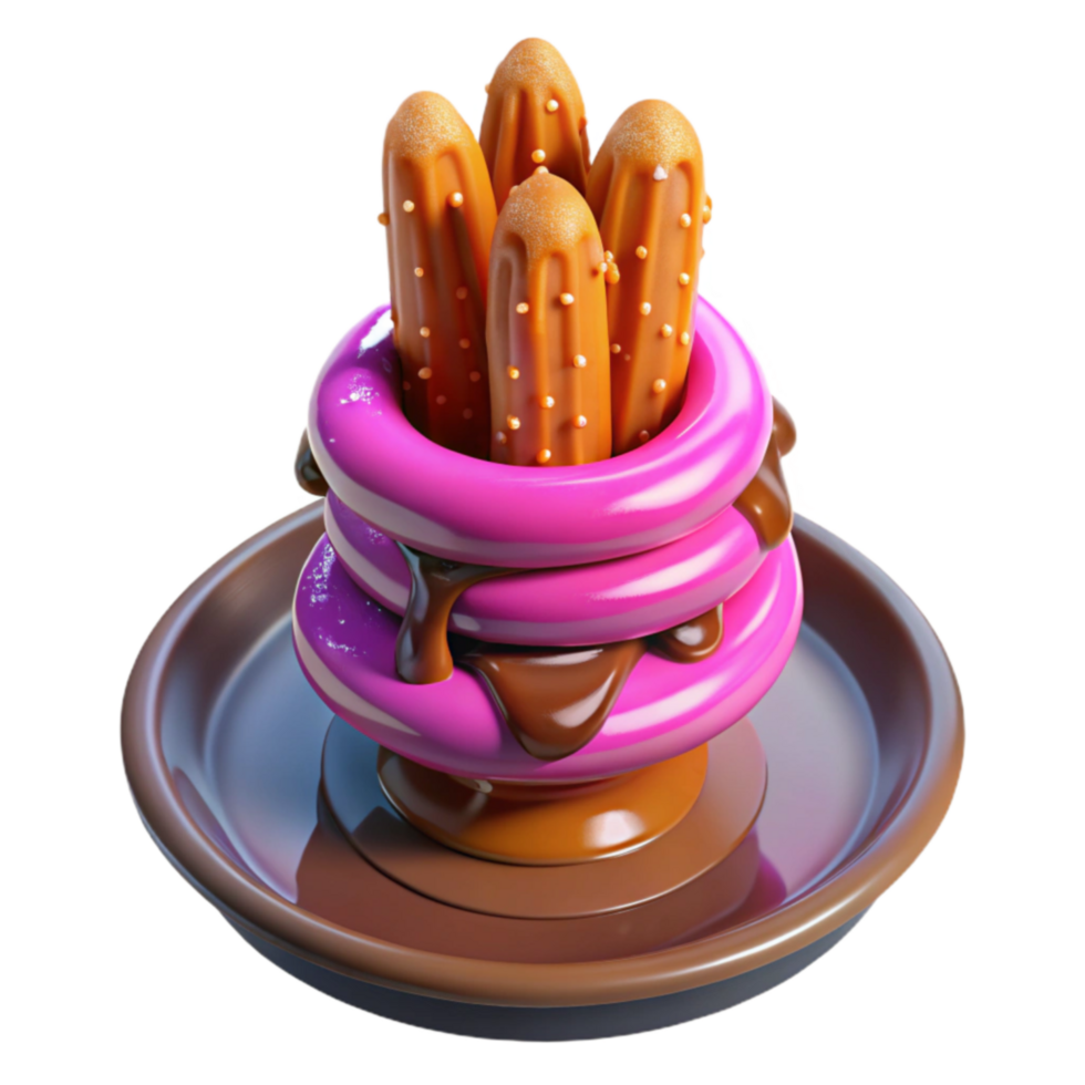 Sweet Treat Churros Dipped in Chocolate with Stacked Donuts png