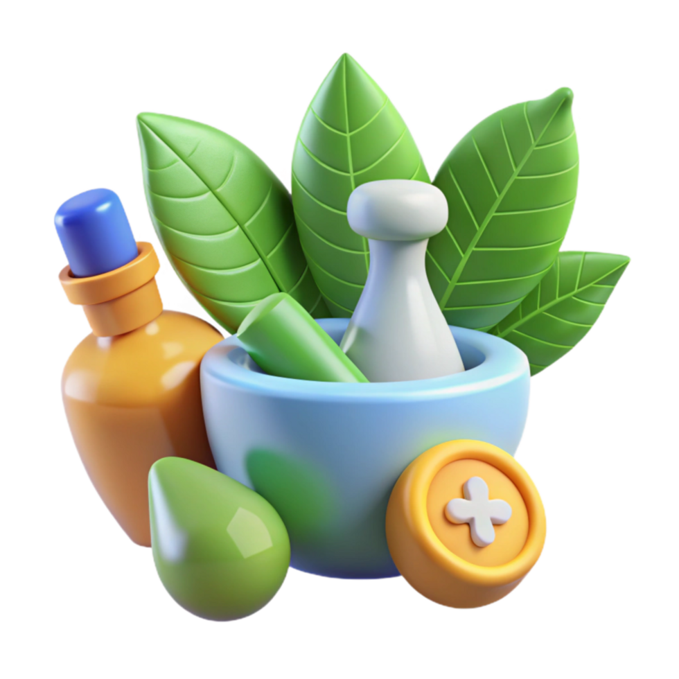 stunning abstract Herbal Remedy Natural Healing with Mortar and Pestle authentic png