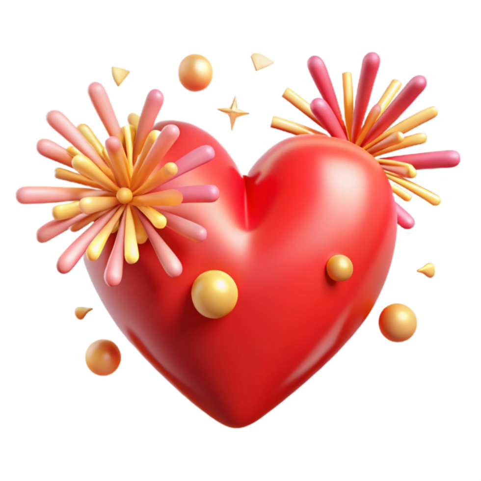 beautiful artistic Festive 3D Heart with Exploding Flowers exclusive png