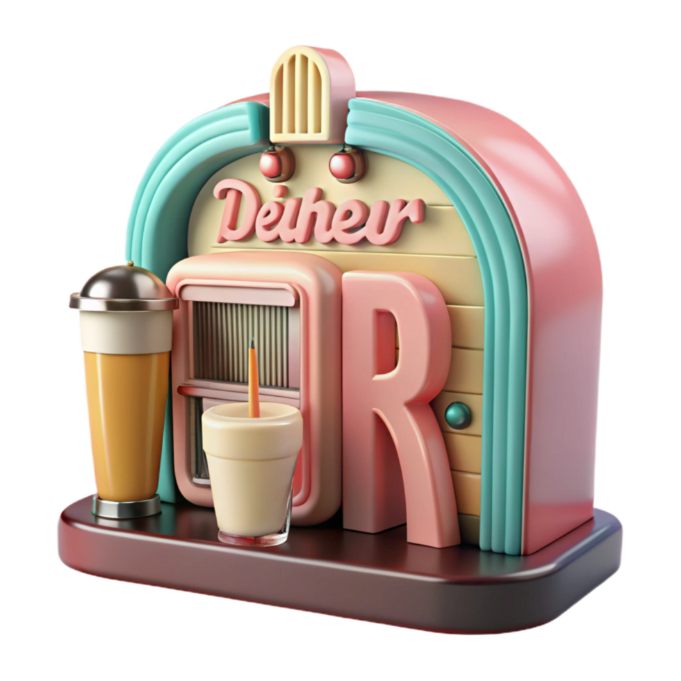 vibrant contemporary Retro Diner Bar Jukebox Design, Drinks Treats high resolution png