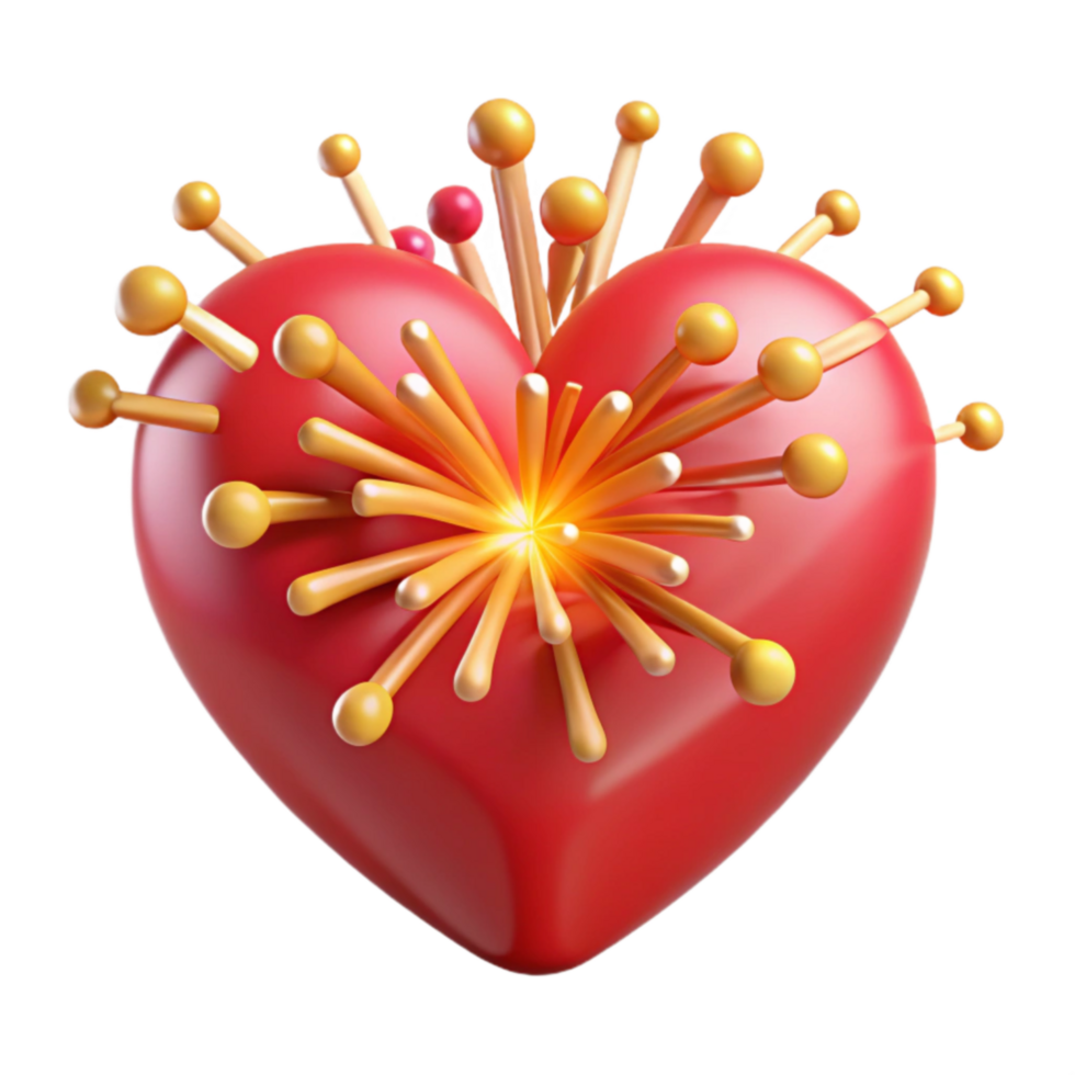 sereno rustico scoppio di cuore un' 3d rendere di che esplode amore alto risoluzione png