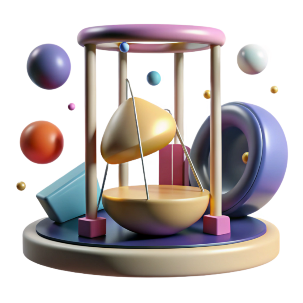 Abstract 3D Render Colorful Geometric Shapes and Structures png