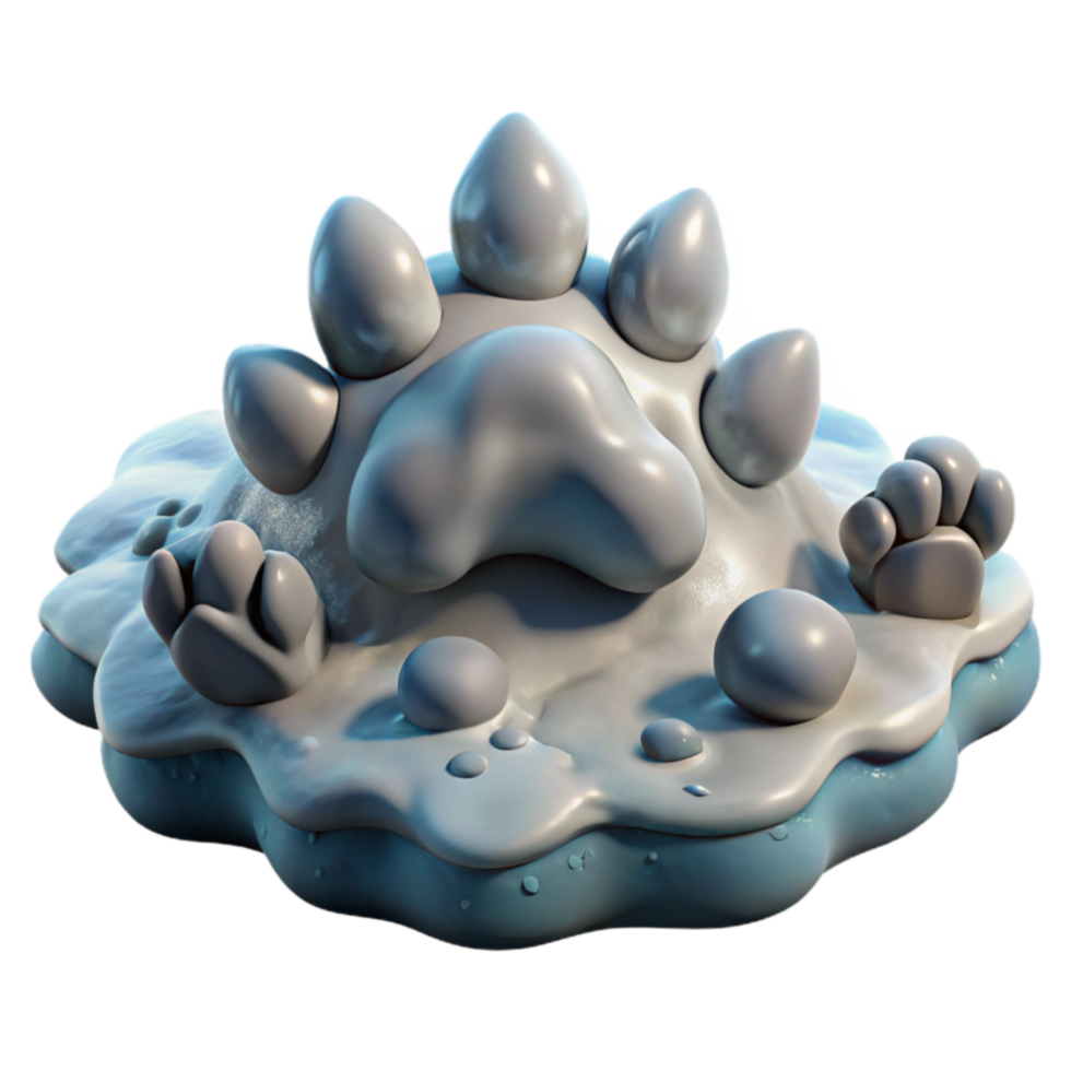 Giant Paw Print 3D Render of Gooey Creature png