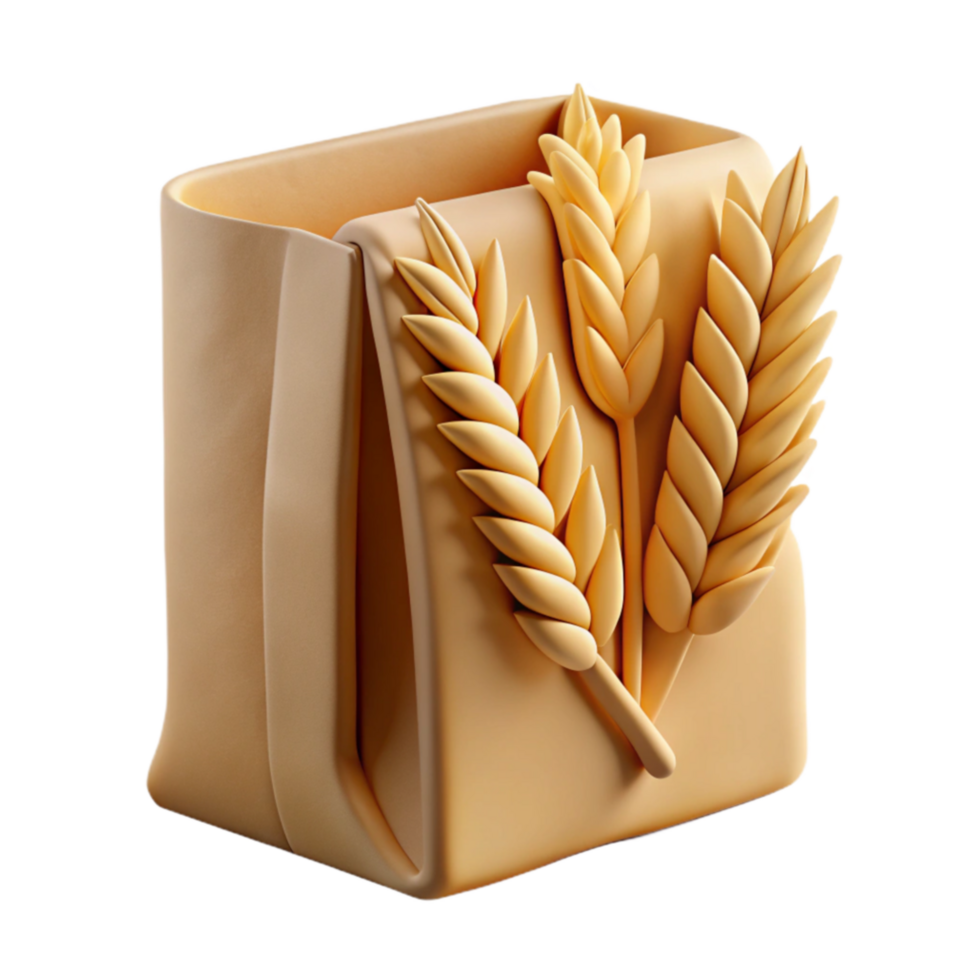 Wheat Package 3D Render of Grains in Bag png
