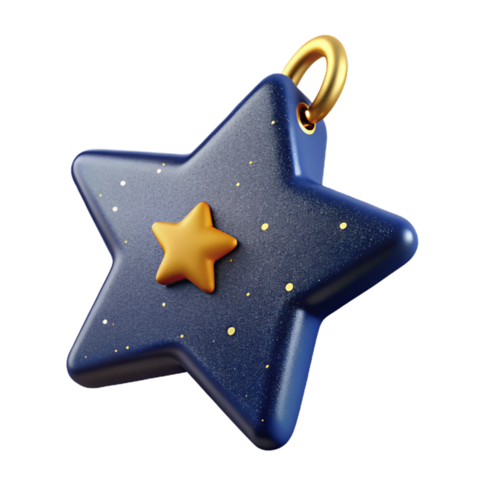 wonderful traditional Night Sky Star Charm Gold Blue 3D Render authentic png