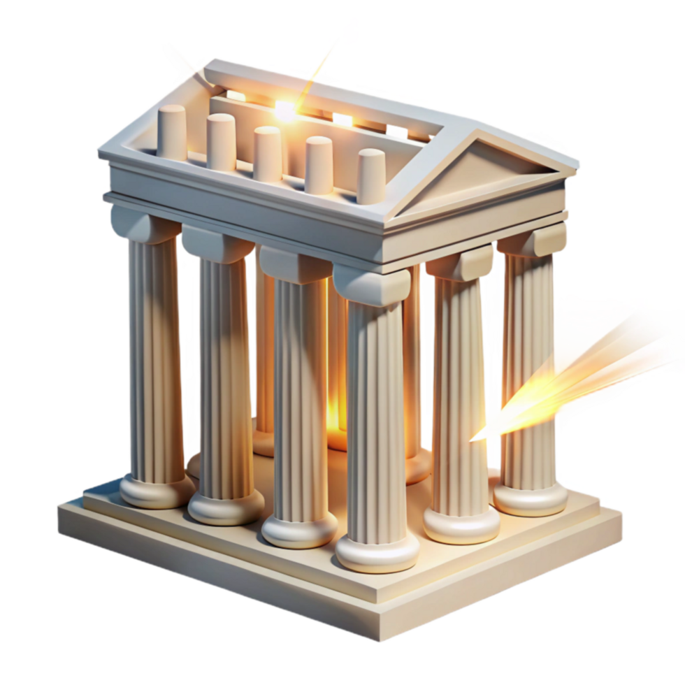 Ancient Temple, Illuminated Columns, Divine Light png