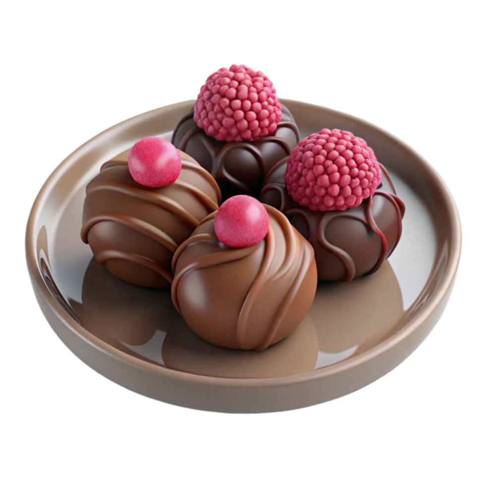 elegant modern Gourmet Chocolate Truffles with Raspberry authentic png