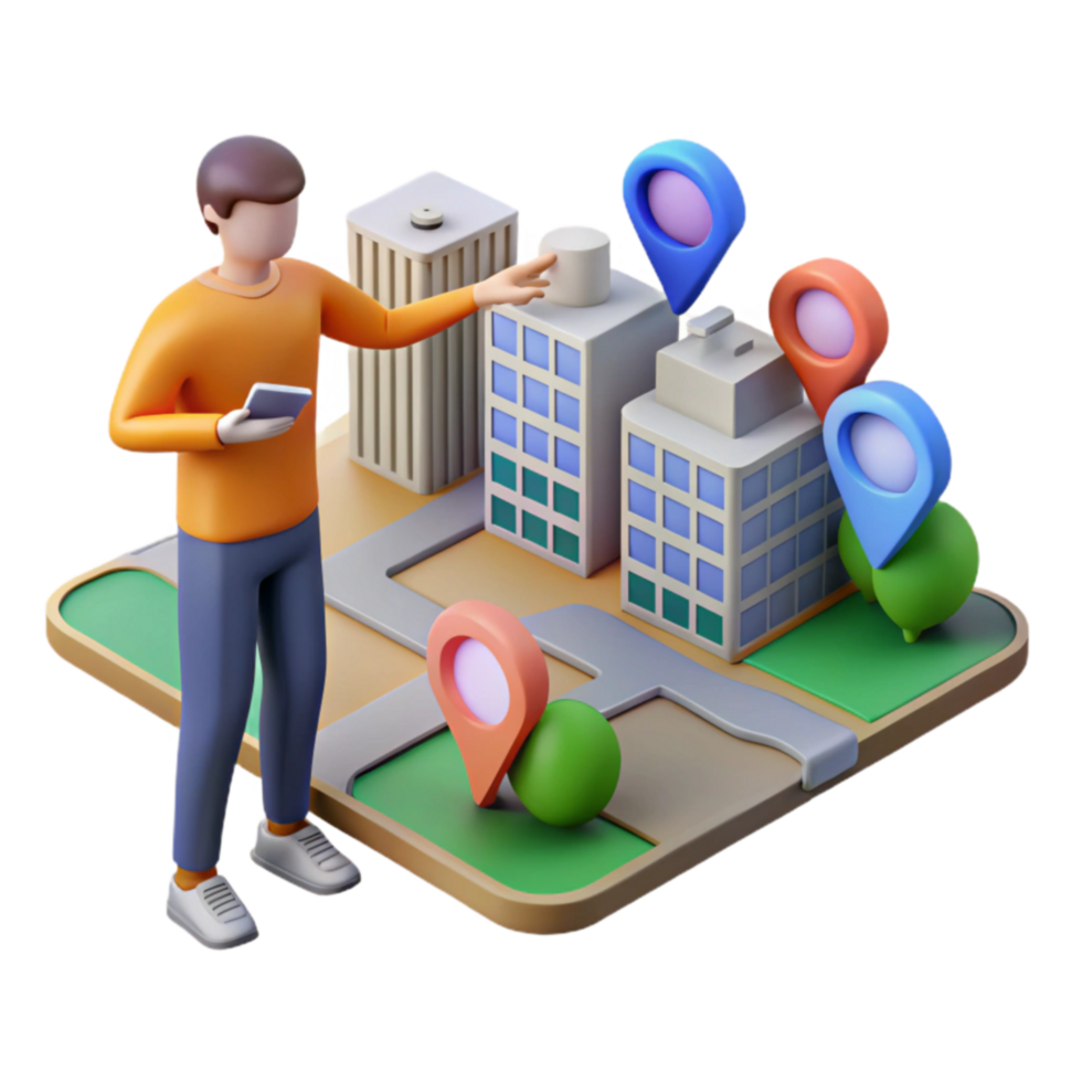 extraordinary artistic 3D City Navigation Location-Based App genuine png