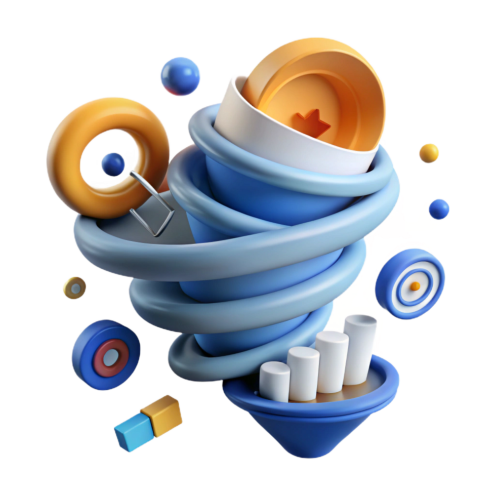 Abstract 3D Vortex of Colorful Shapes and Cylinders png