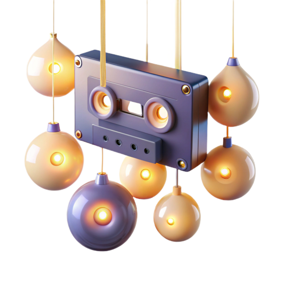 elegant traditional Retro Cassette Tape Illuminated Ornaments high resolution png