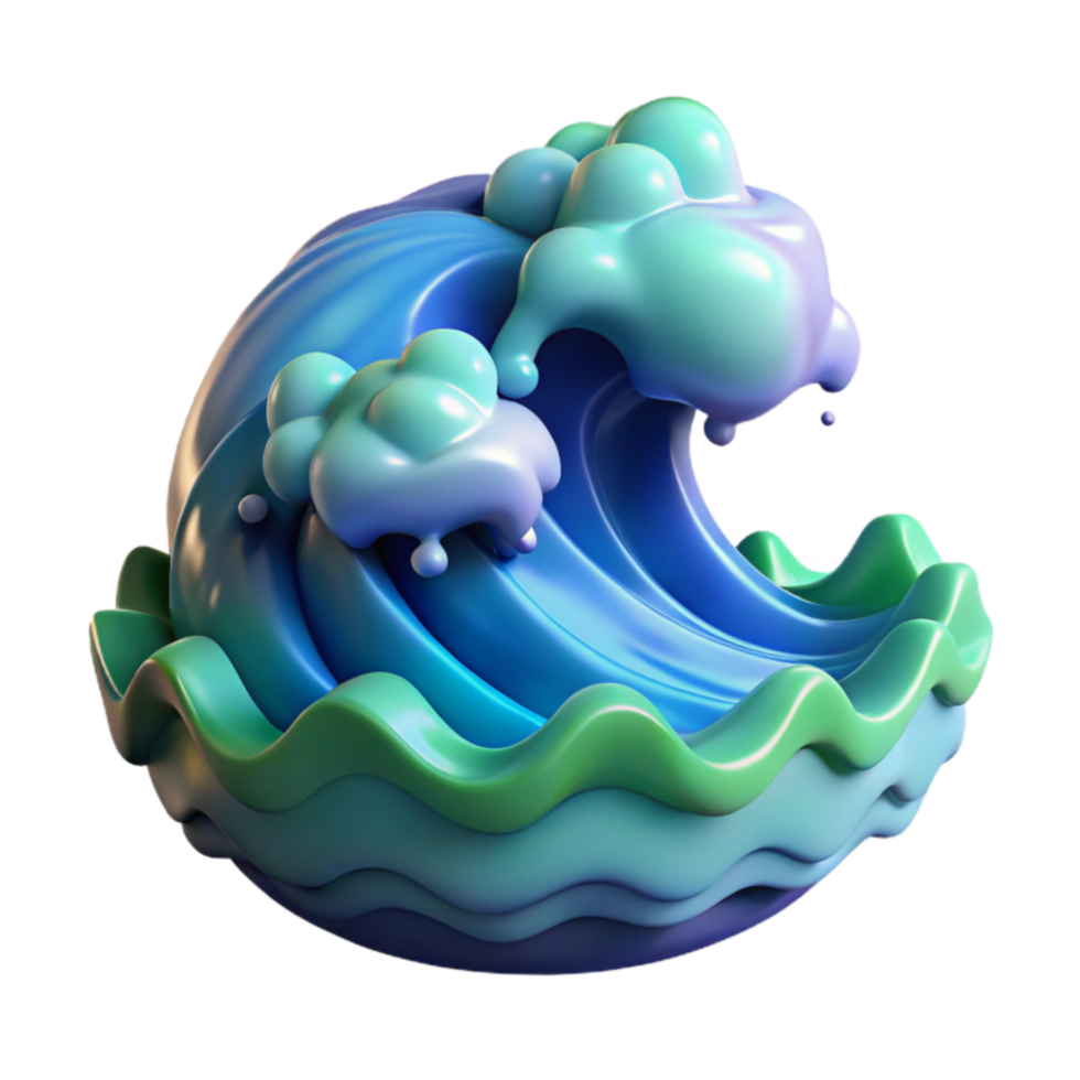 Stylized 3D Wave Abstract Ocean Art png