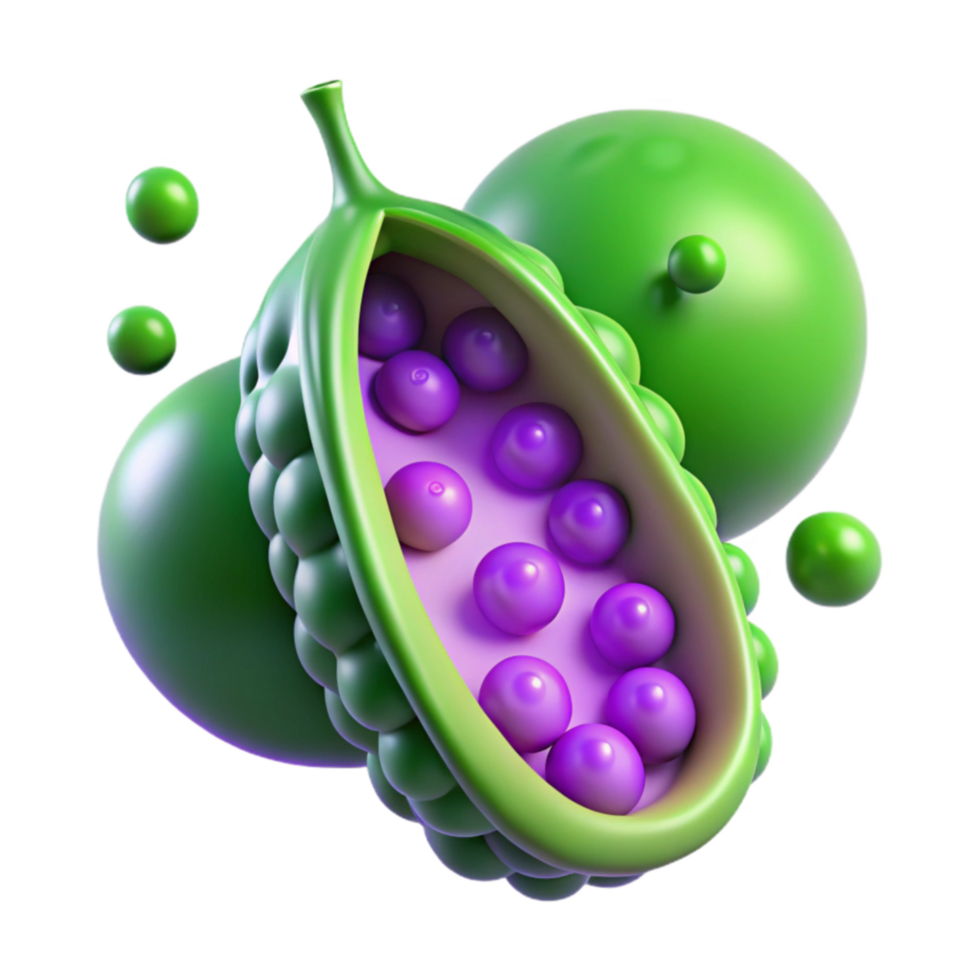 vibrant vintage Abstract 3D Render of a Seed Pod with Purple Spheres genuine png