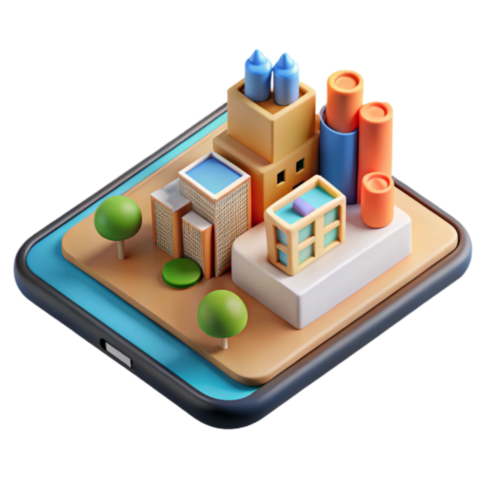 elegant classic 3D Cityscape Model Urban Development Simulation authentic png
