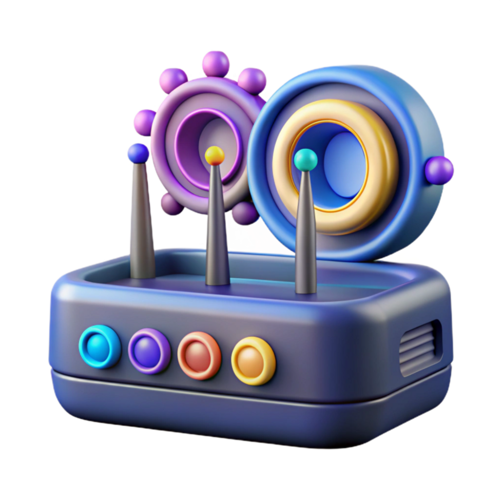 beautiful traditional Colorful 3D Render of Futuristic Network Device genuine png