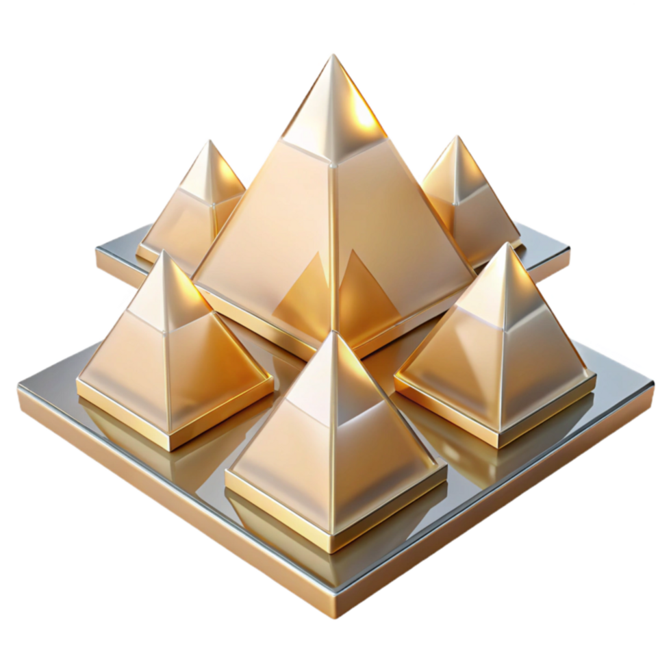 Golden Pyramid Cluster Geometric Design, 3D Model png