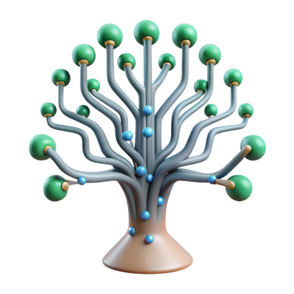 elegant artistic Abstract Network Tree Nodes, Connections, Growth, System, Structure detailed png
