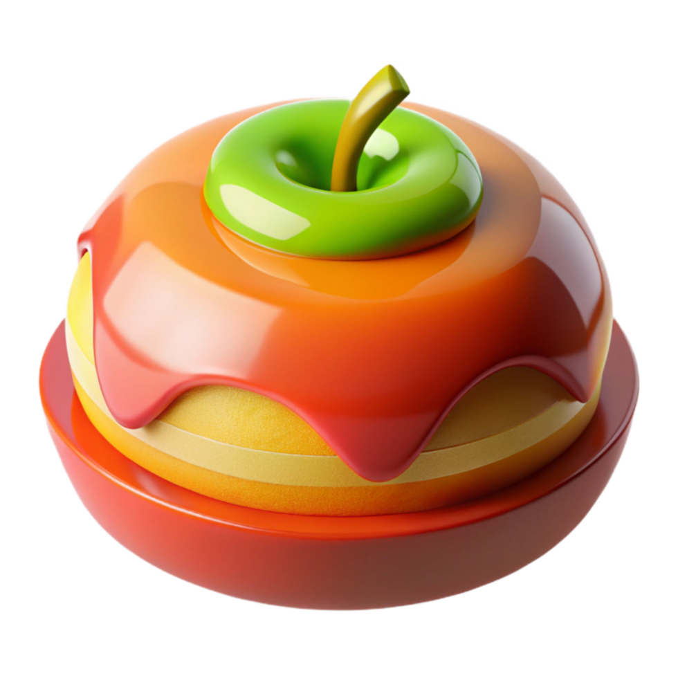 dramatic classic Glossy Apple Cake A 3D Render high resolution png