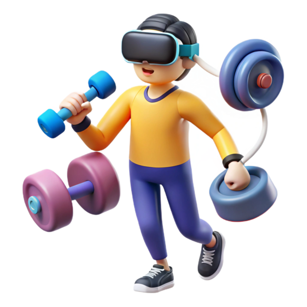 impressive artistic VR Fitness Immersive Workout with Dumbbells detailed png