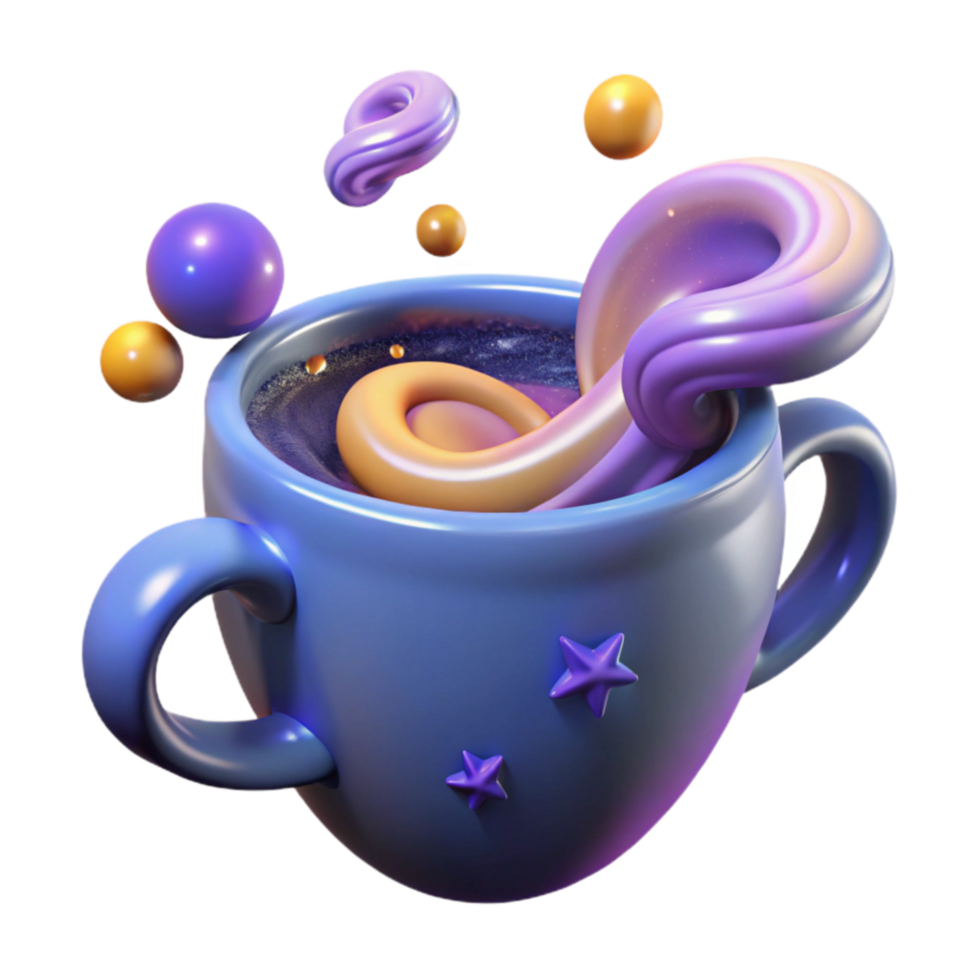 impressive modern Cosmic Swirl 3D Render of a Magical Drink original png